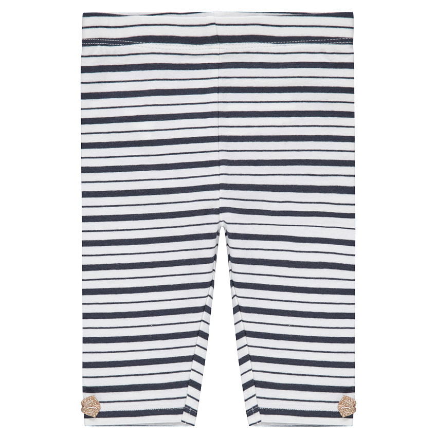 Leggings cortos con rayas y lazo dorado 