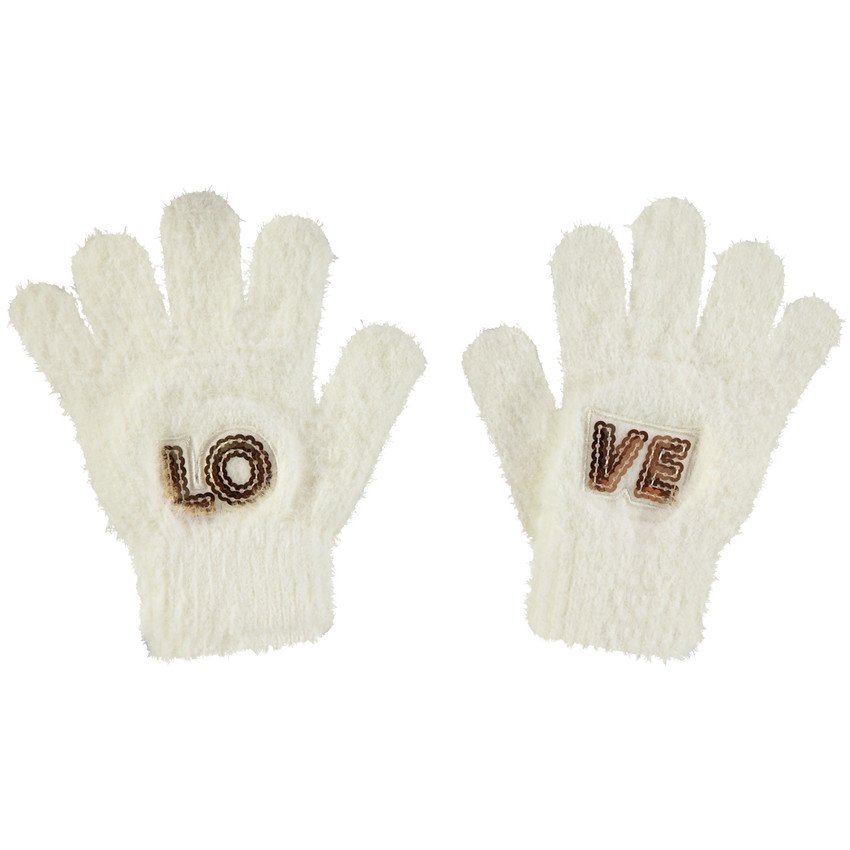 Gants en tricot chenille Love fille 
