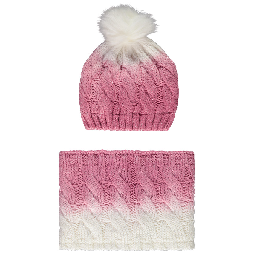 Conjunto de gorro + cuello en punto tie & dye para niña 