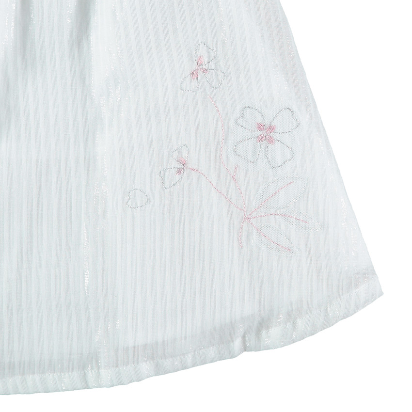 Conjunto de gala con vestido con volantes y bloomer a juego 