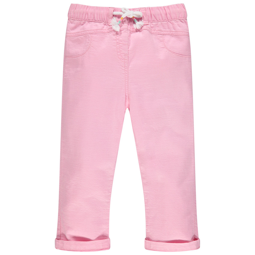 Pantalón de tela rosa con cintura elástica 