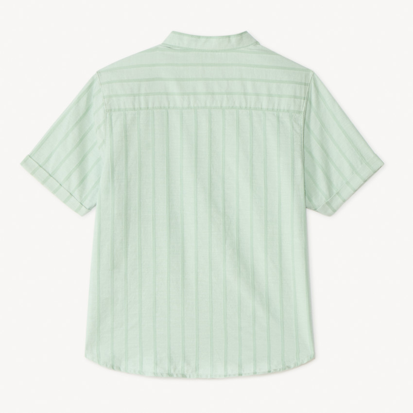 Camisa de manga corta a rayas con cuello mao niño 