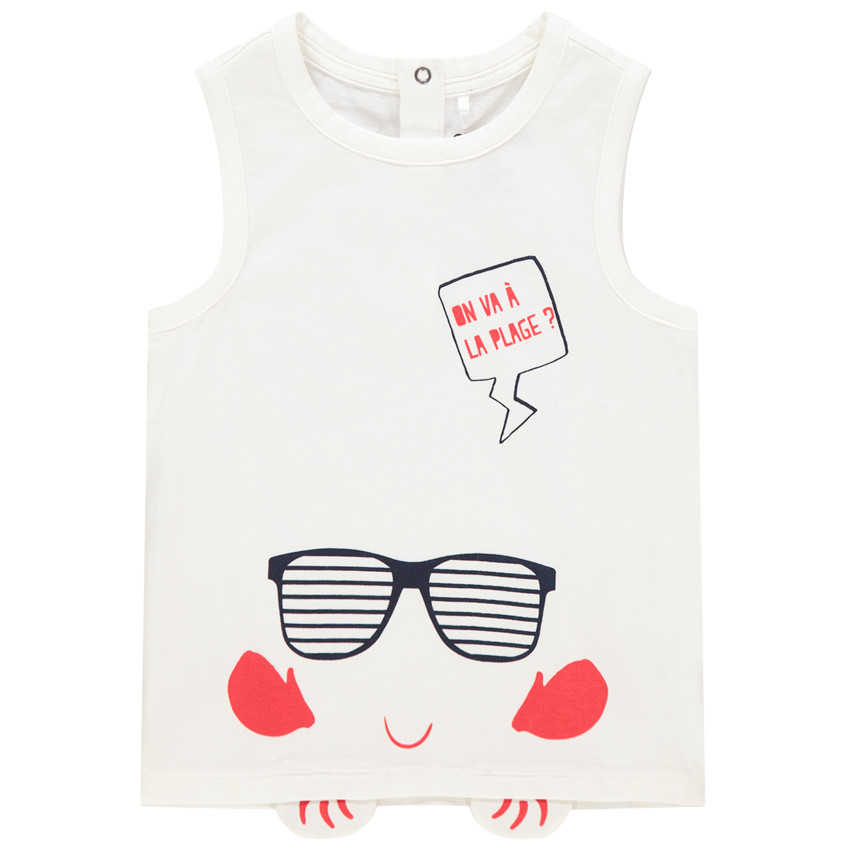 Camiseta sin mangas print animal con detalles en relieve 