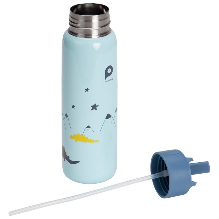 Gourde en métal avec paille 380 ml - Mes amis les dinos 