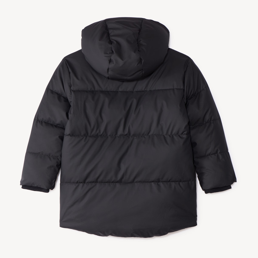 Chaqueta larga con capucha para niño, forrada de micropolar. 