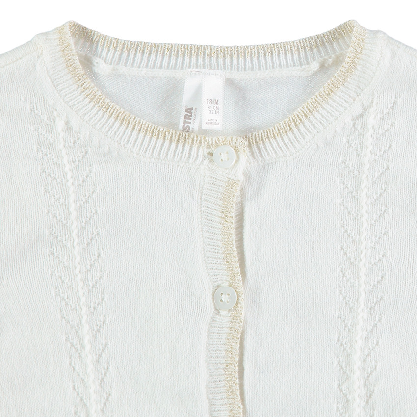 Chaqueta de punto crudo con toques dorado 