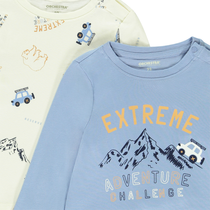 Lote de 2 camisetas de manga larga con estampado para bebé niño 