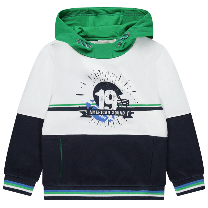 Sudadera de felpa con capucha e inscripciones estampadas con bolsillos 