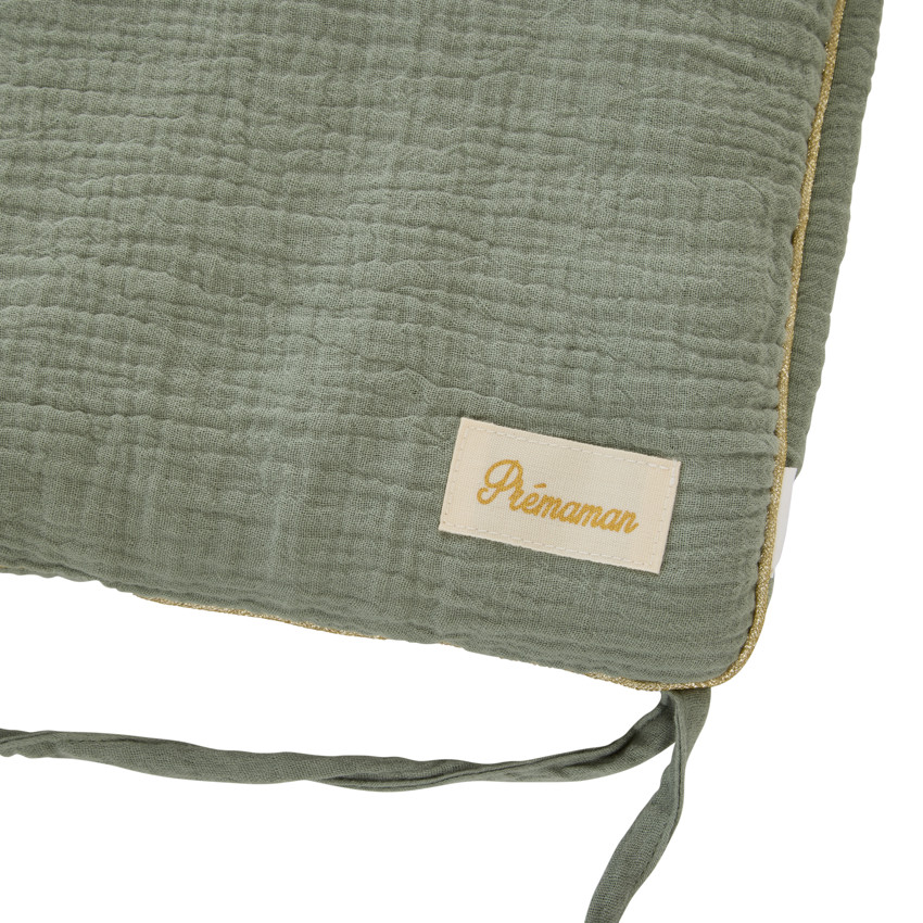 Protector de cuna de 3 paneles en gasa de algodón verde 