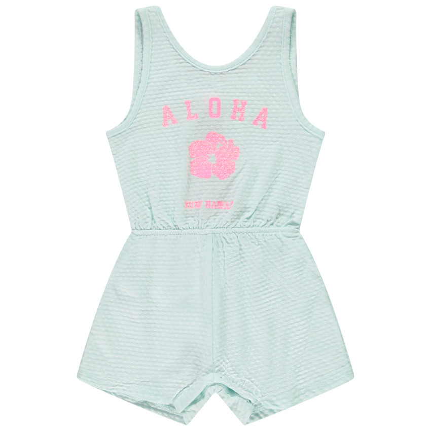 Combishort efecto arrugado con hibisco brillante para bebé niña 