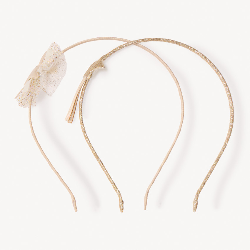 Lote de 2 diademas fantasía doradas para niña 