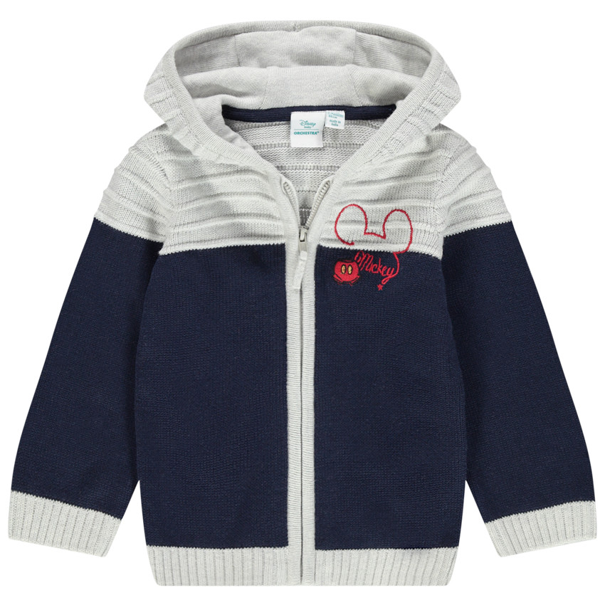Chaqueta con capucha de punto con bordado Mickey Disney 