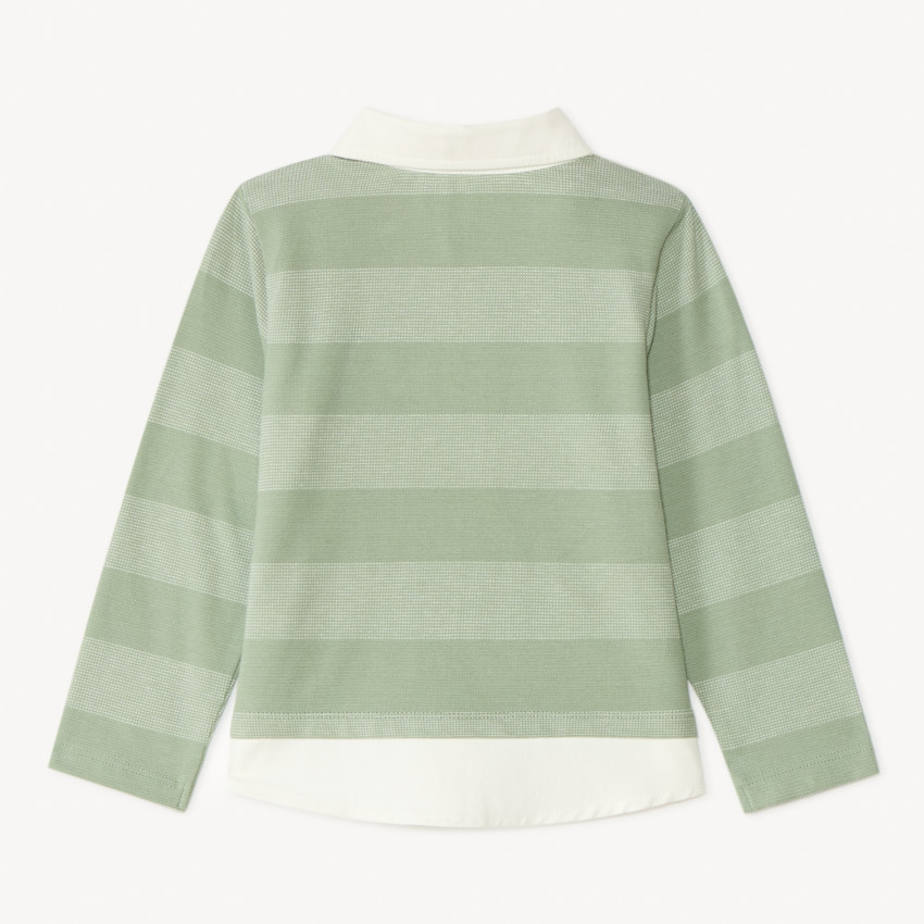 Polo de rayas de manga larga efecto 2 en 1 para bebé niño 