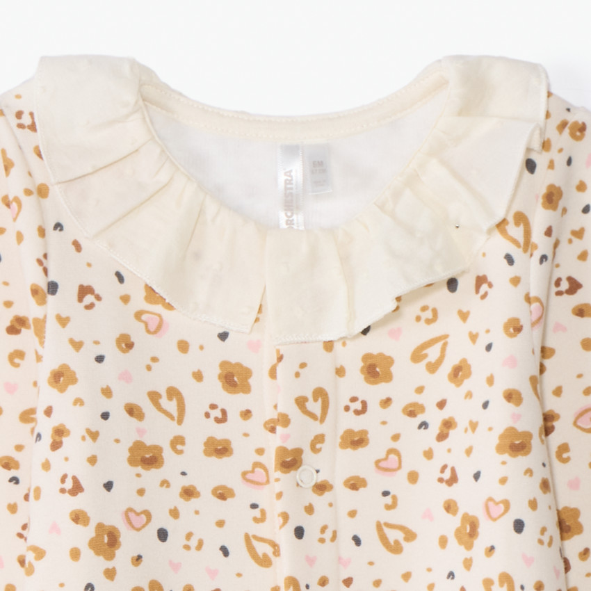 Dors bien impreso de leopardo con cuello para niña. 