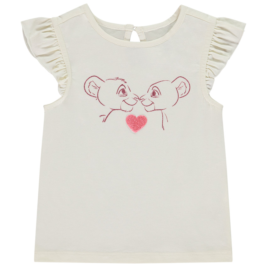 Camiseta manga corta estampado El Rey León para bebé niña 