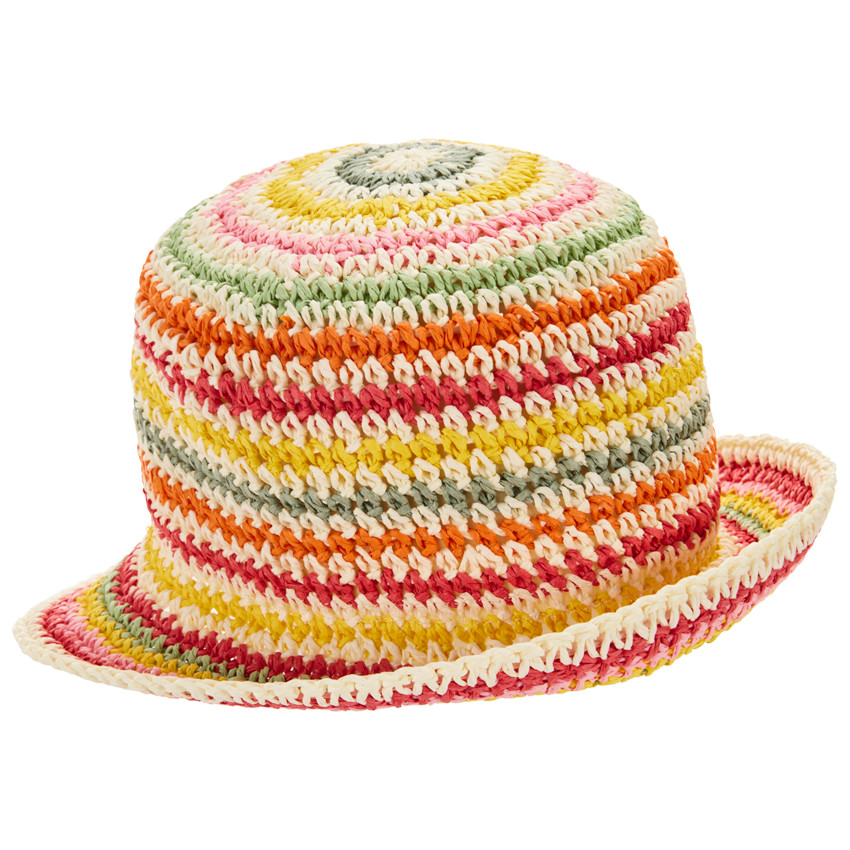 Sombrero bombín de paja trenzada multicolor para niña 