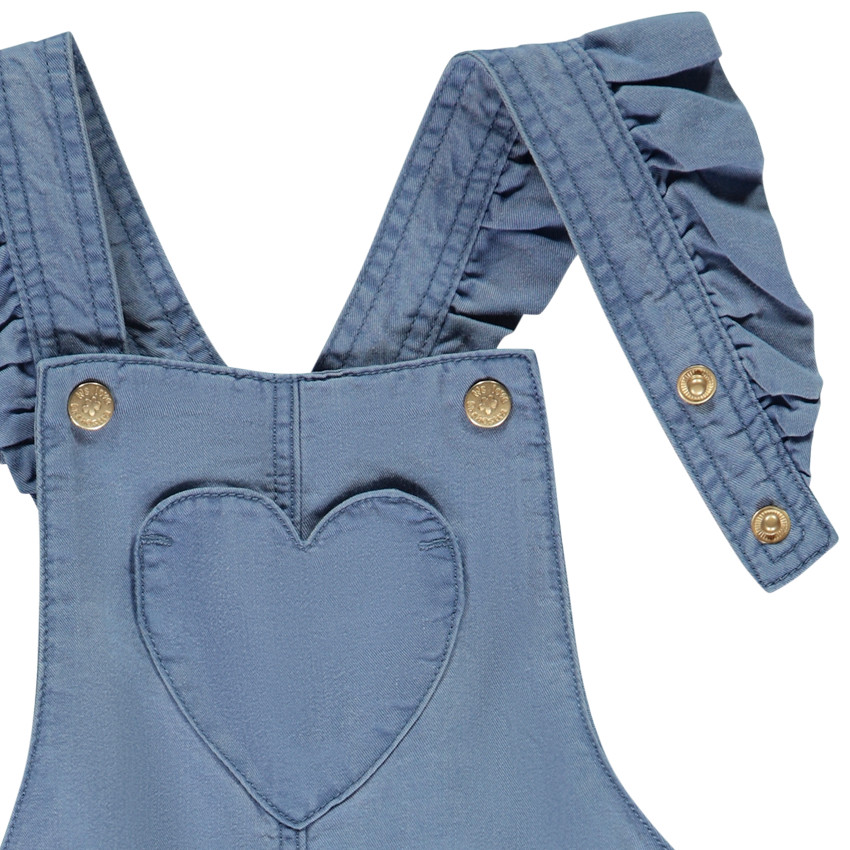 Salopette corta con volantes + cinturón de fantasía para niña 