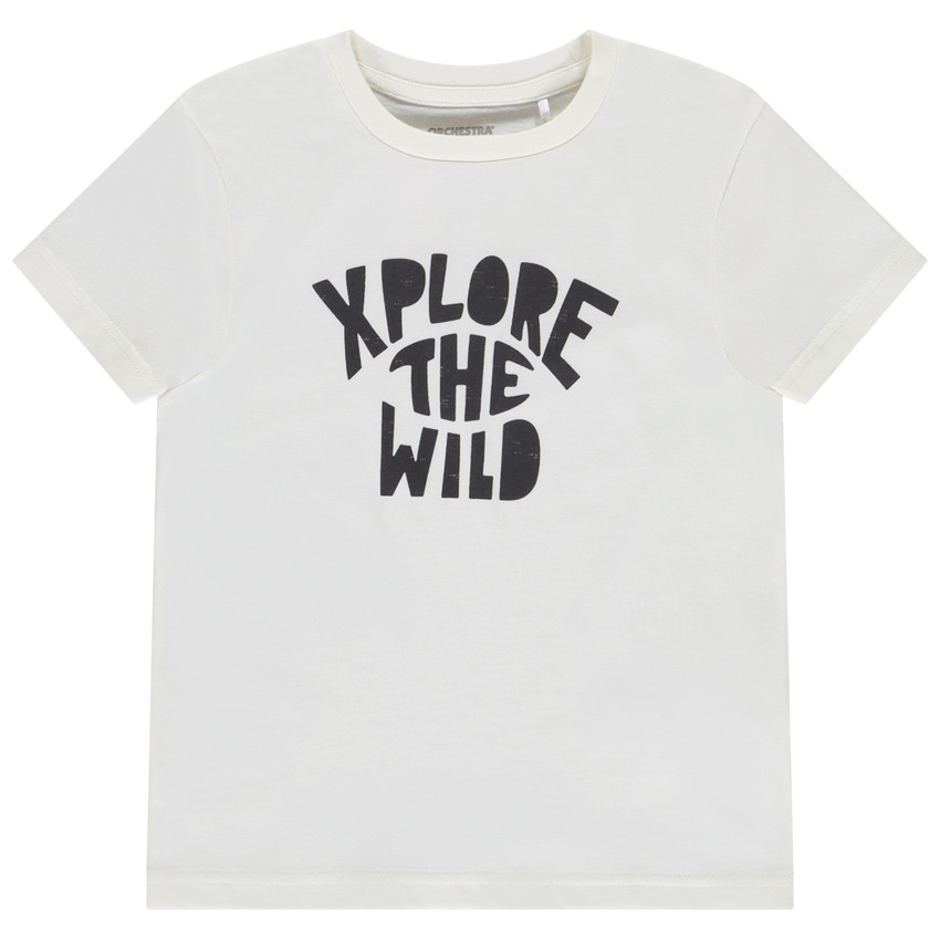 Camiseta de manga corta unicolor con estampado fantasía niño 