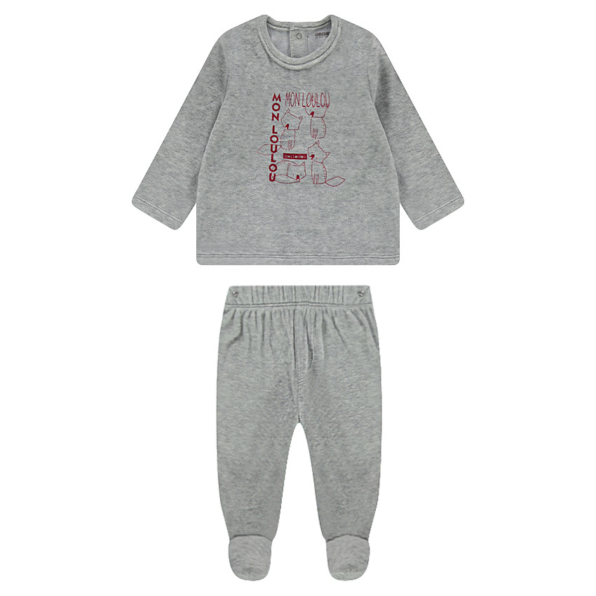 Pijama de terciopelo con zorros estampados 