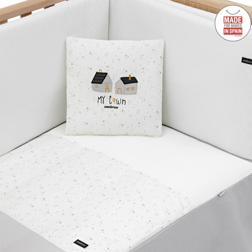 Juego colcha y protector para cuna 70 Sky gris 