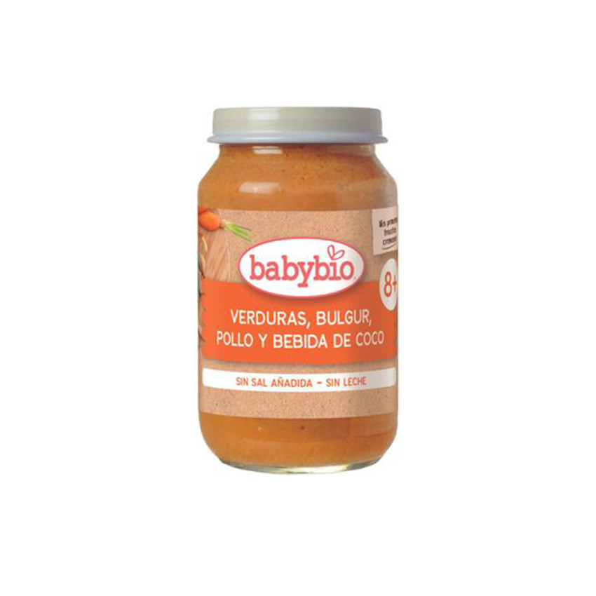 Tarrito de verduras pequeñas bulgur pollo leche de coco 8M+ 200g 