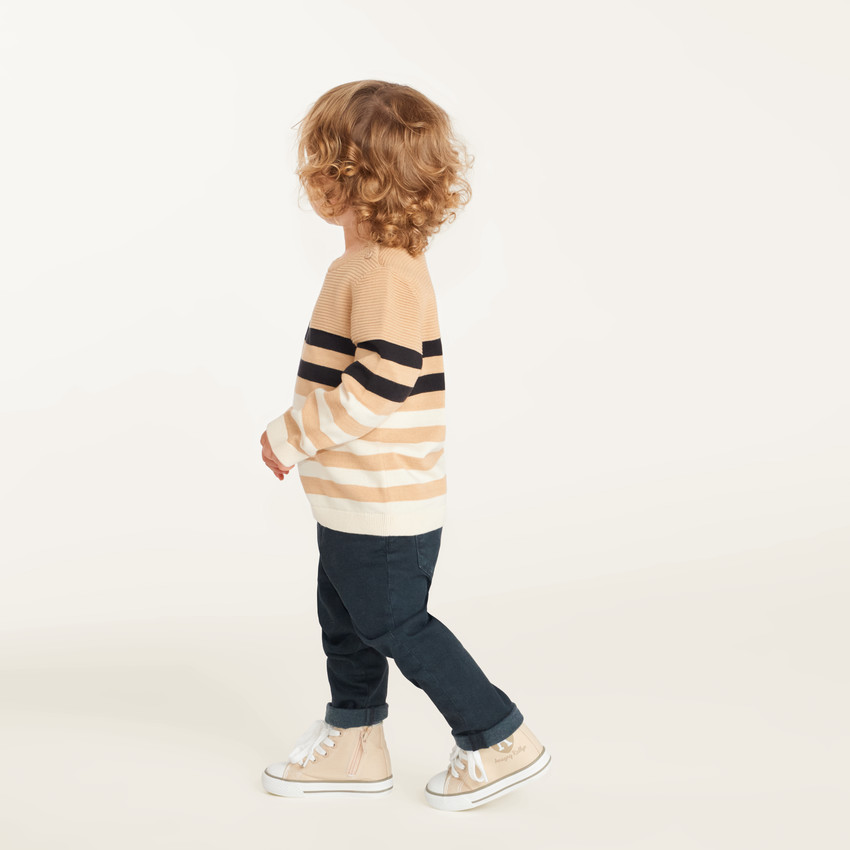 Jersey de punto rayado efecto bimaterial para niños 