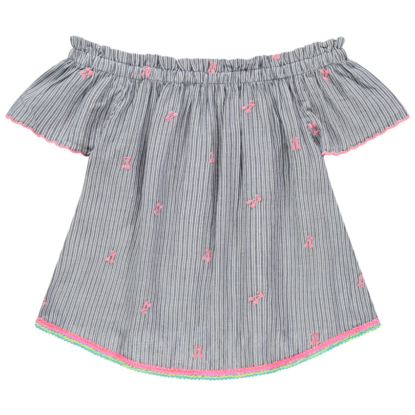 Túnica amplia a rayas con cerezas bordadas  Additional Túnica amplia a rayas con cerezas bordadas