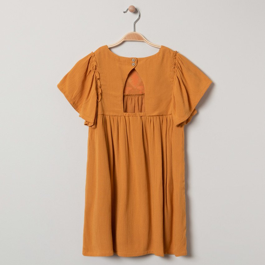 Vestido mangas con volantes estilo étnico 