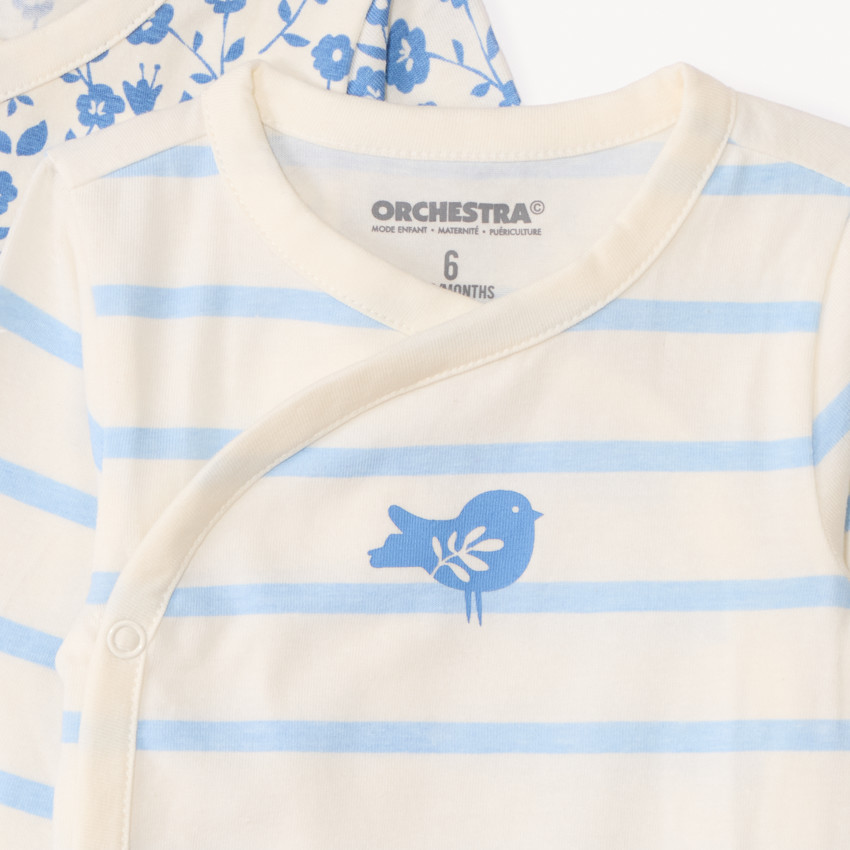 Lot de 5 bodies manches longues fantaisie pour bébé fille avec ouvertures différentes selon l'âge 