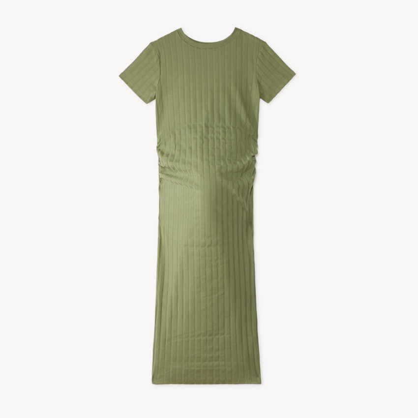 Vestido largo de manga corta de punto acanalado para mujer embarazada. 