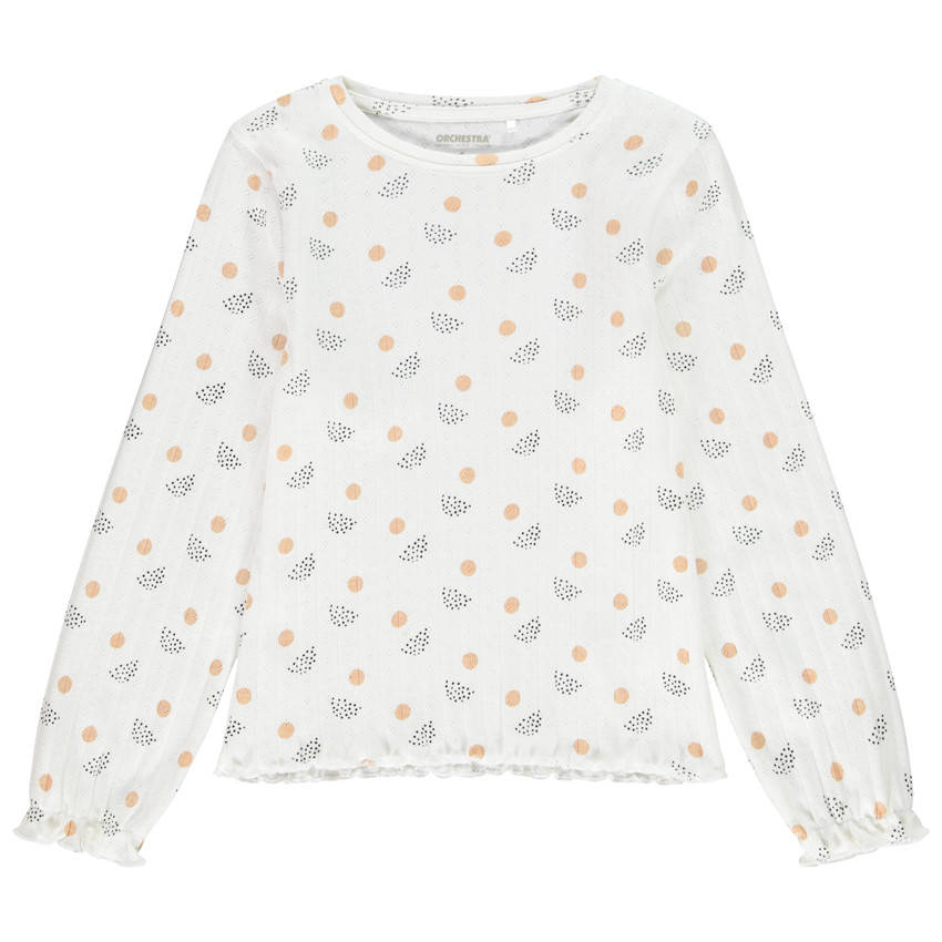 Camiseta manga larga calados estampado fantasía 