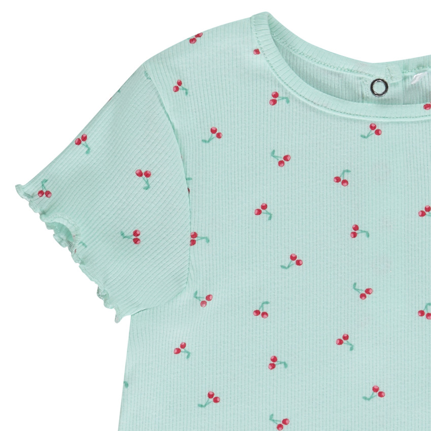 Camiseta de manga corta efecto canalé para bebé niña 