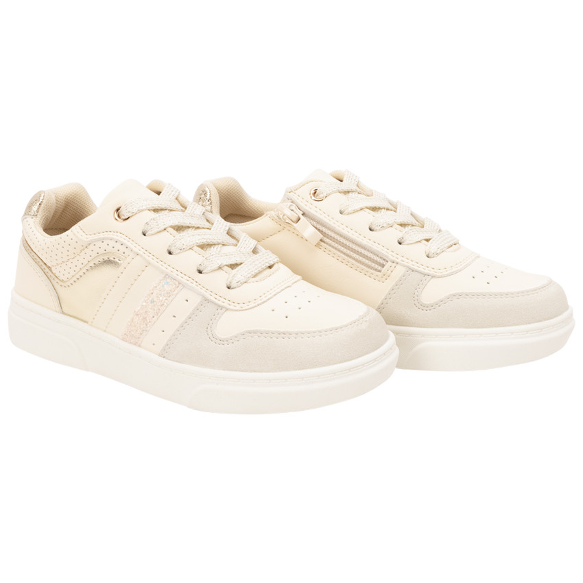 Zapatillas bajas brillantes y con purpurina con cremallera para niña 