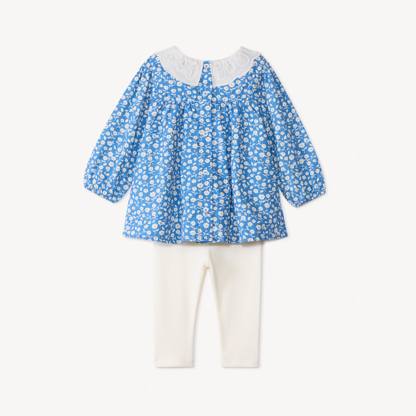 Ensemble long 2 pièces avec tunique fleurie pour bébé fille 