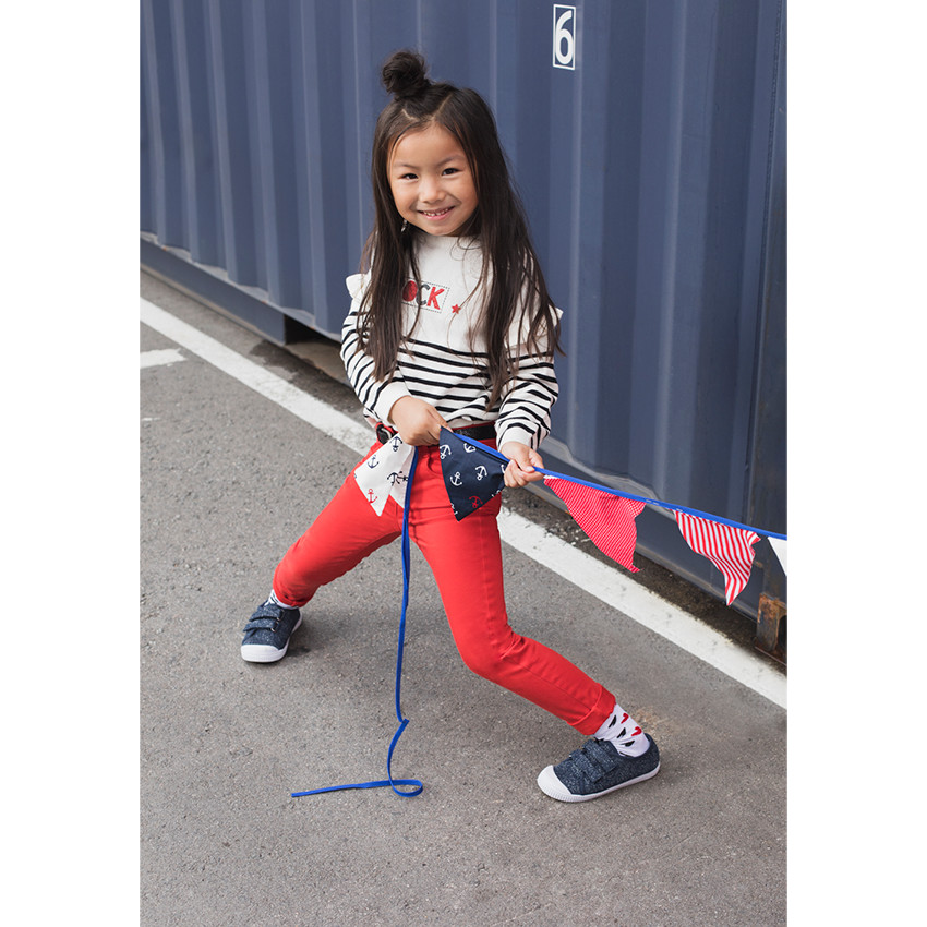 Zapatillas bajas azules de tela mezclada con hilo brillante de la 24 a la 29 