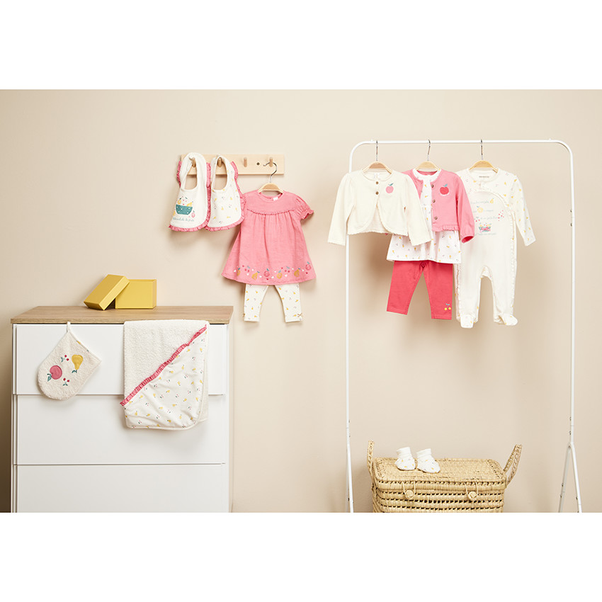 Chaleco de punto con bordado de manzana para bebé niña 