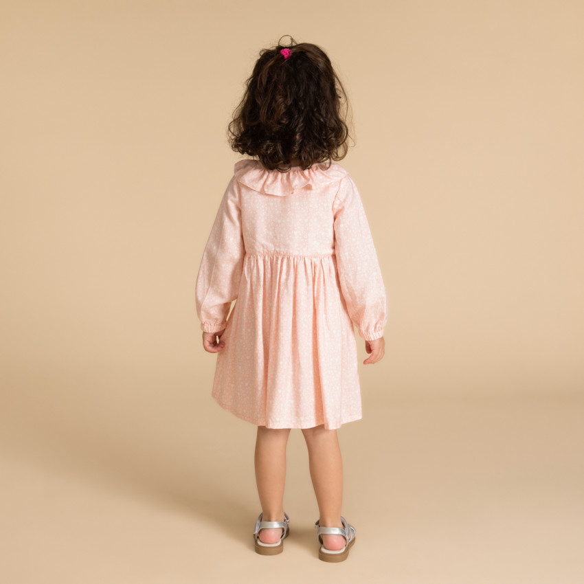 Vestido de manga larga con estampado moteado para niña bebé 