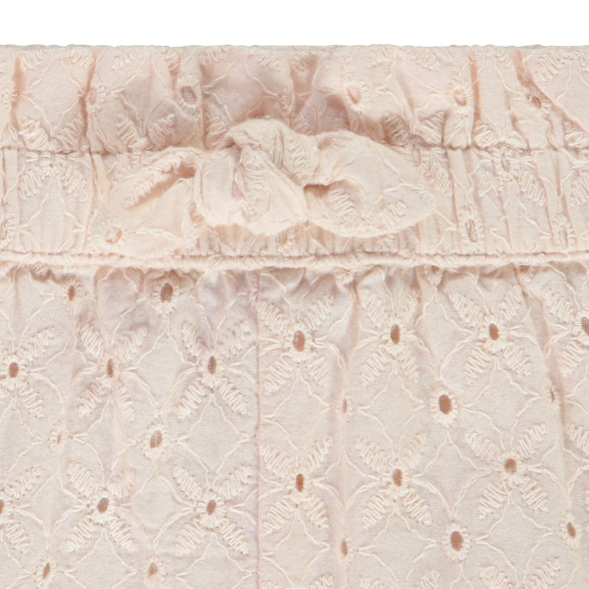 Short liso en bordado inglés para bebé niña 