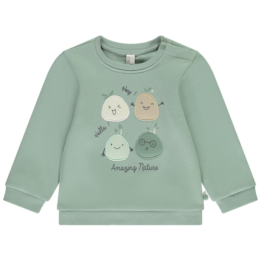 Sudadera de felpa con parches de criaturas vegetales para bebé niño 