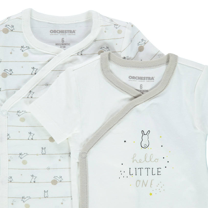 Juego de 2 bodys de manga corta de punto con estampado de fantasía 