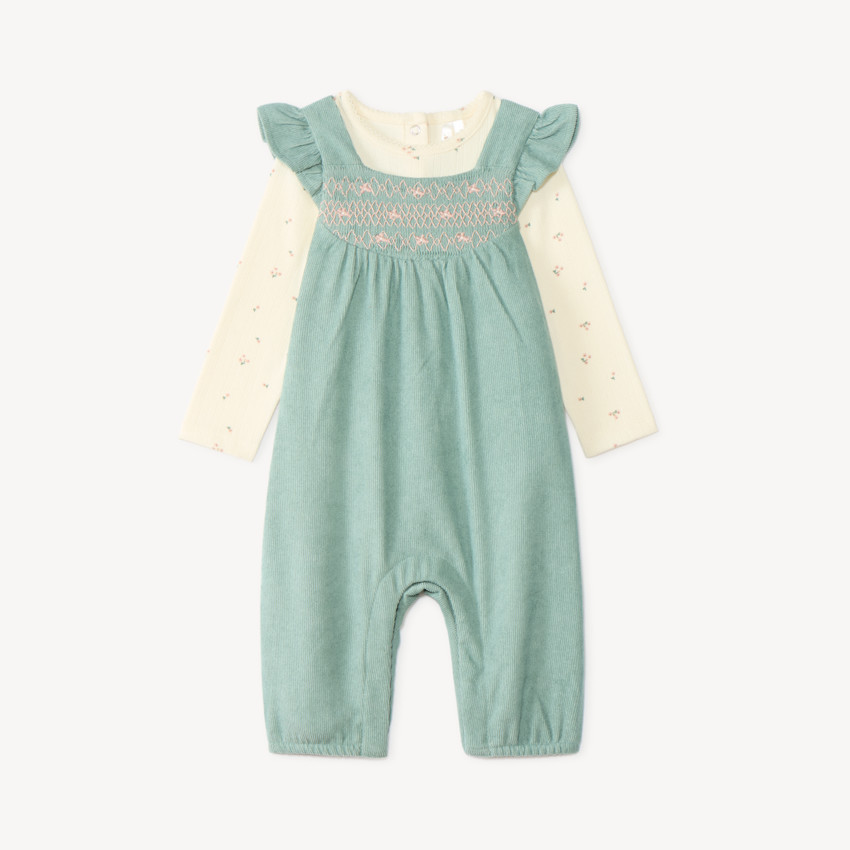 Conjunto de 2 piezas para bebé niña, camiseta y peto de fantasía. 