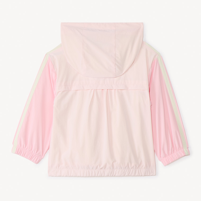 Cortaviento con capucha efecto color block para niña. 