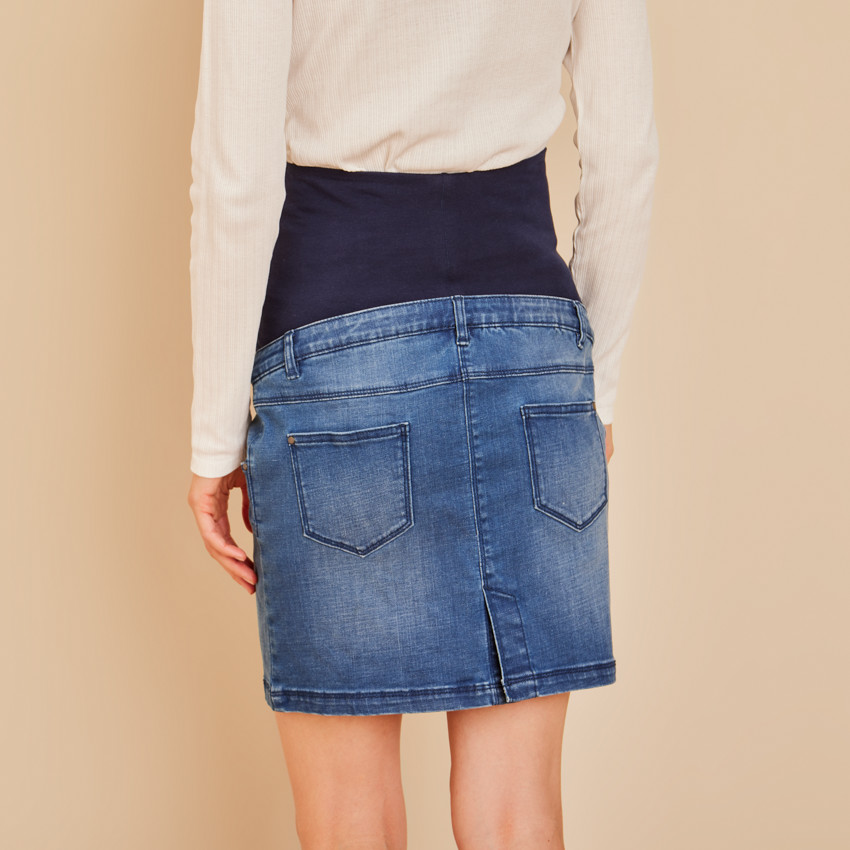 Falda de embarazo de mezclilla con banda alta  Additional Falda de embarazo de mezclilla con banda alta