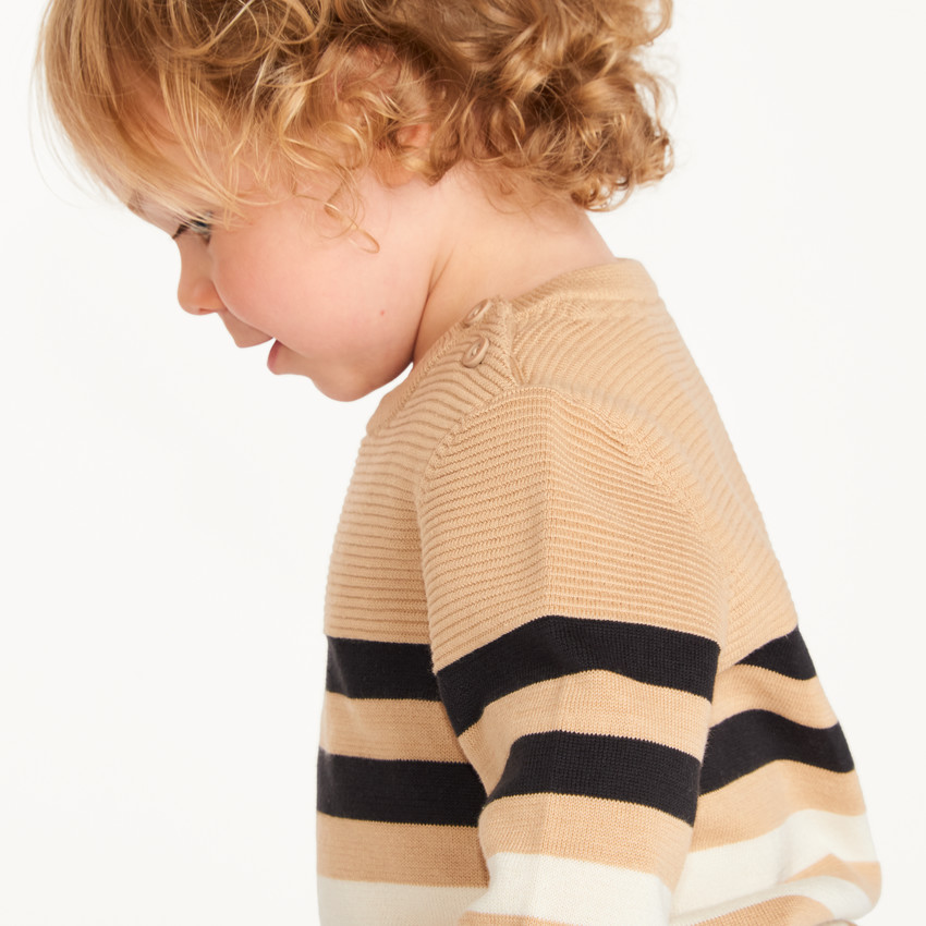 Jersey de punto rayado efecto bimaterial para niños 