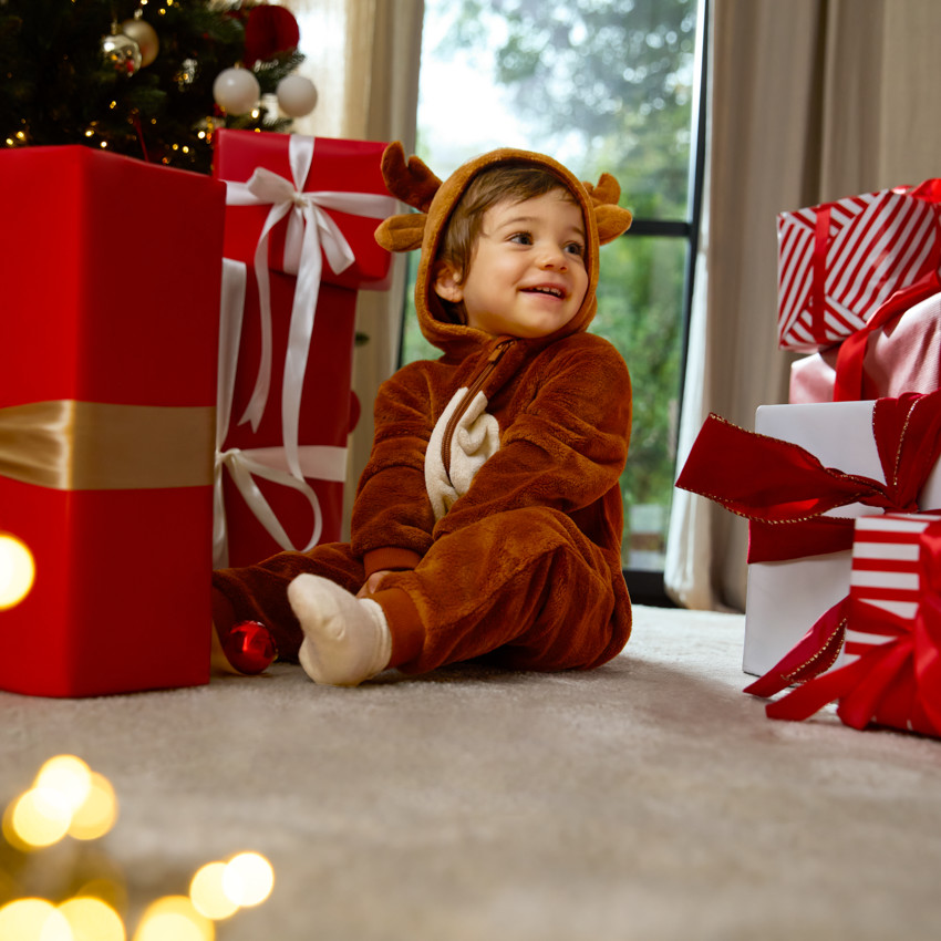 Pelele divertido con reno de Navidad en sherpa para bebé niño 
