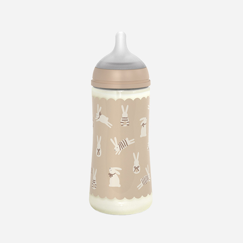 Biberón con tetina fisiológica SX PRO L 360ml Wonderland Conejos beige 