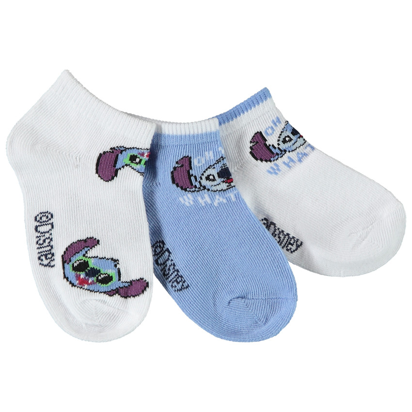 Juego de 3 pares de calcetines cortos fantasía Stitch Disney para bebé niño 