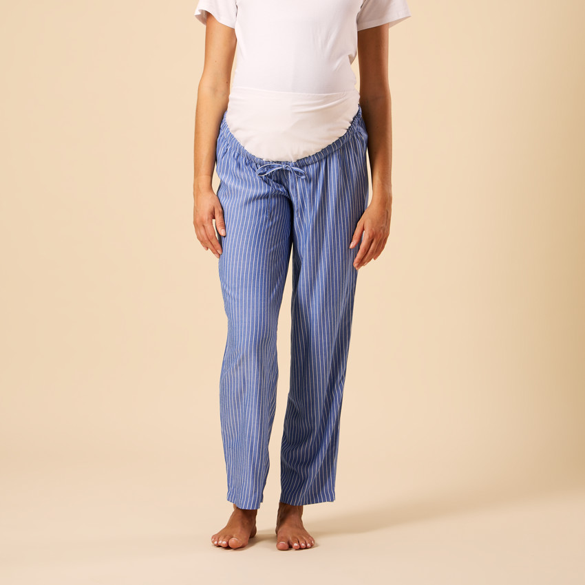 Pantalón de pijama de embarazo a rayas con banda alta 