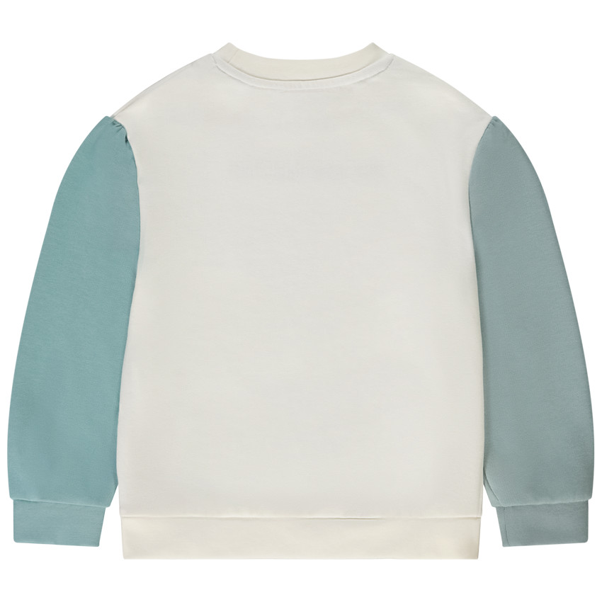 Sudadera efecto color block con bordado niña 