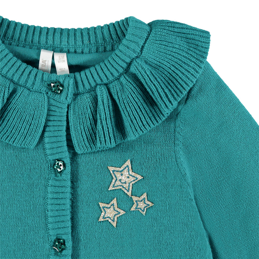 Gilet en maille à col volanté et étoiles patchées 